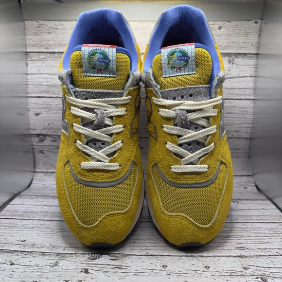 New-Balance Men's Yellow and Blue Trainers - Picture 4 of 7